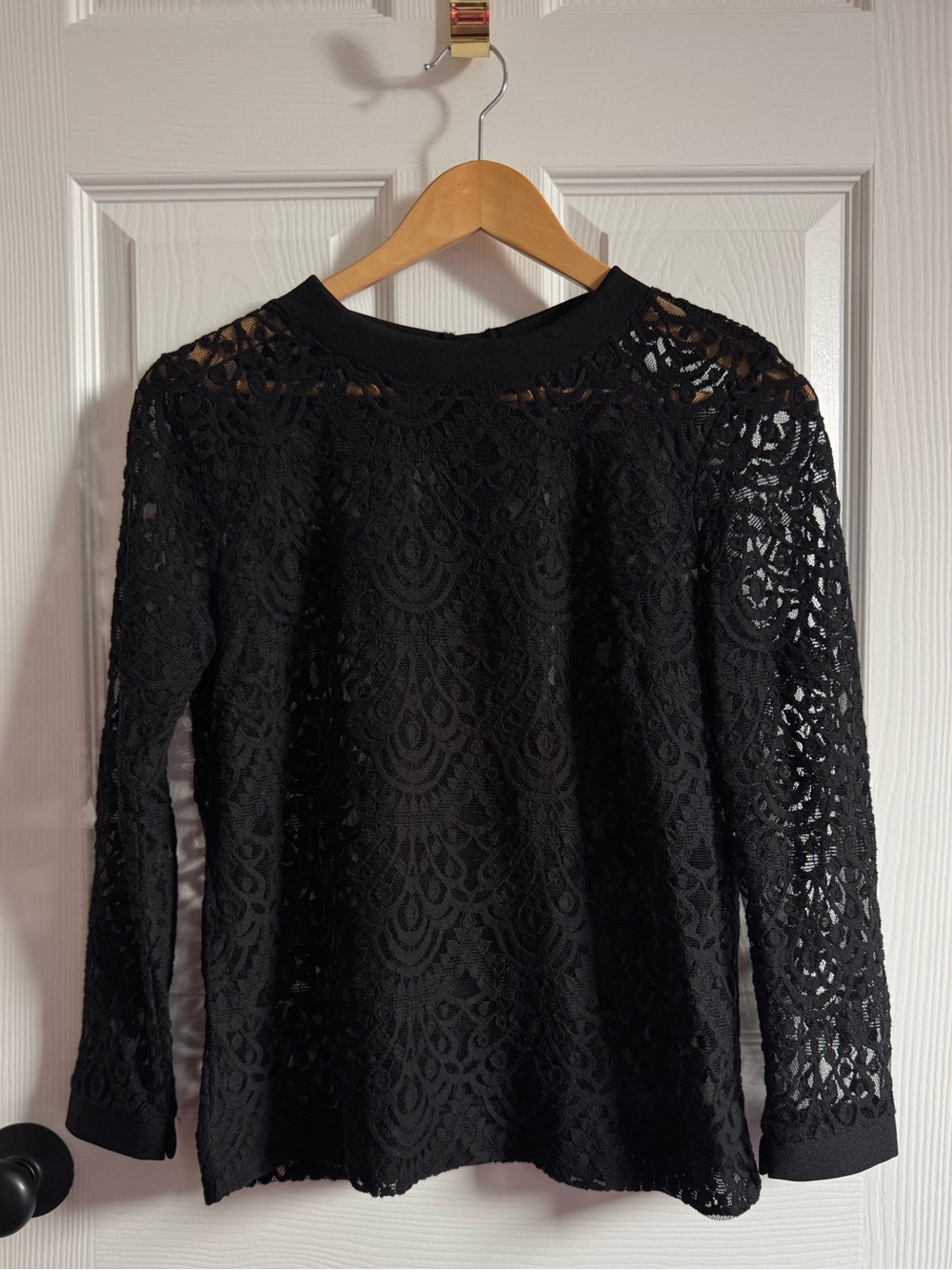 🤎 LOFT 🤎 Black Lace Long Sleeve Top (S)